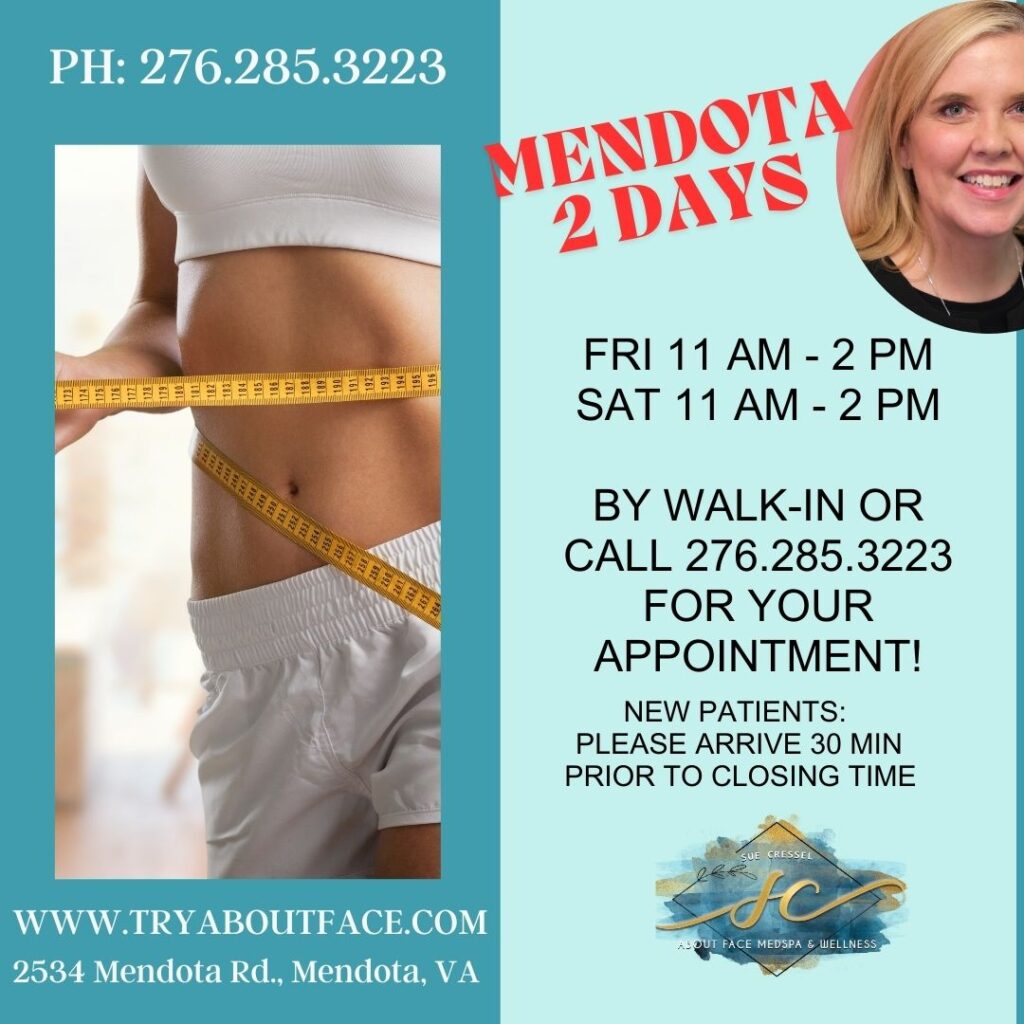 Weight Loss in Mendota VA is between the hours of 11 am and 2 pm on Fri and Sat.