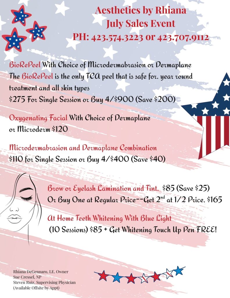 Rhiana July Sales Event Aesthetics by Rhiana June Specials